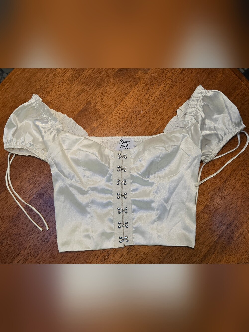 Princess Polly Satin Corset Crop Top Coquette Babydoll Fairy Milkmaid Boho 2 - Picture 3 of 7